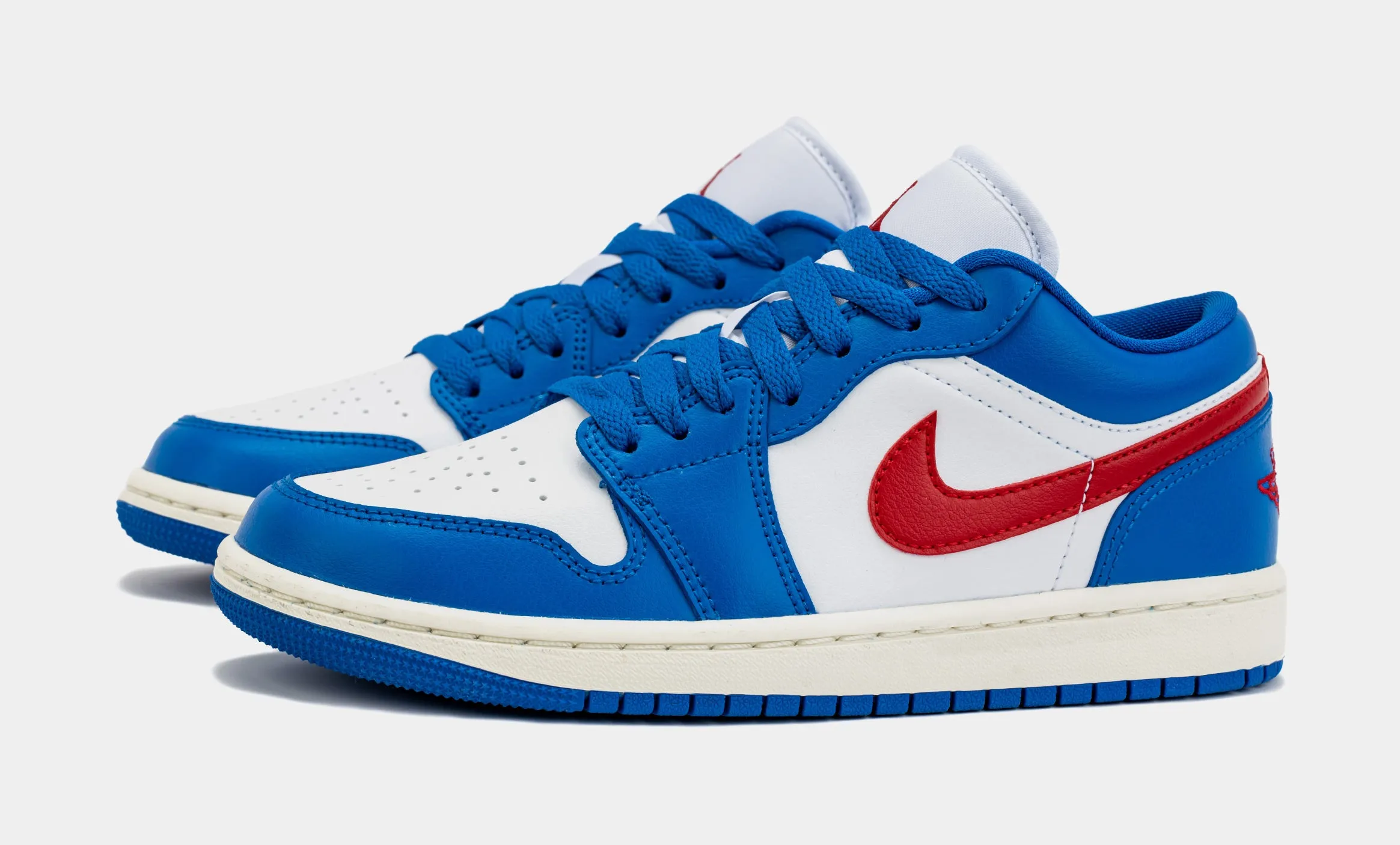 Air Jordan 1 Retro Low Sport Blue Womens Lifestyle Shoes (Blue/Red)