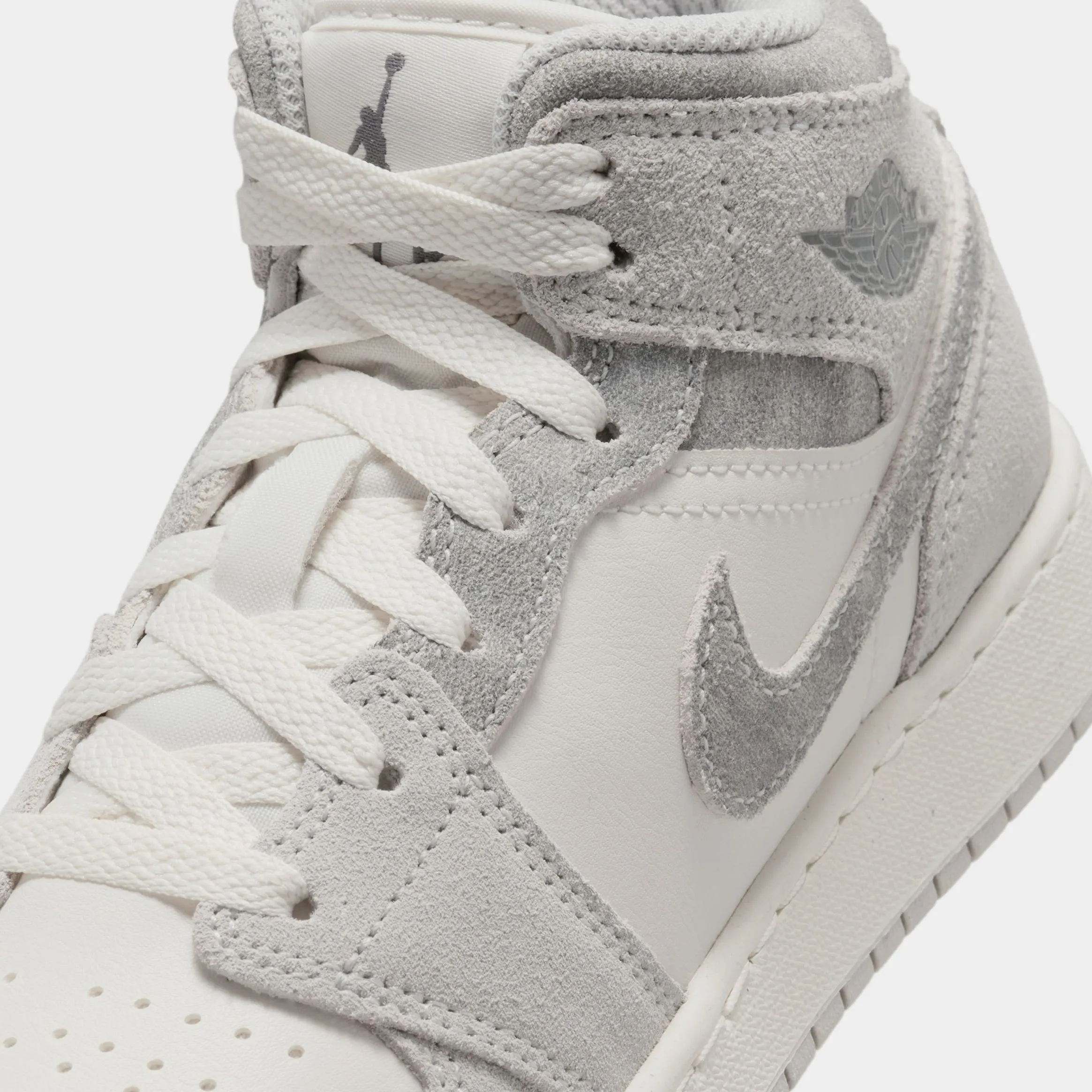 Air Jordan 1 Retro Mid SE Neutral Grey Grade School Lifestyle Shoes (Neutral Grey/Sail/Smoke Grey)