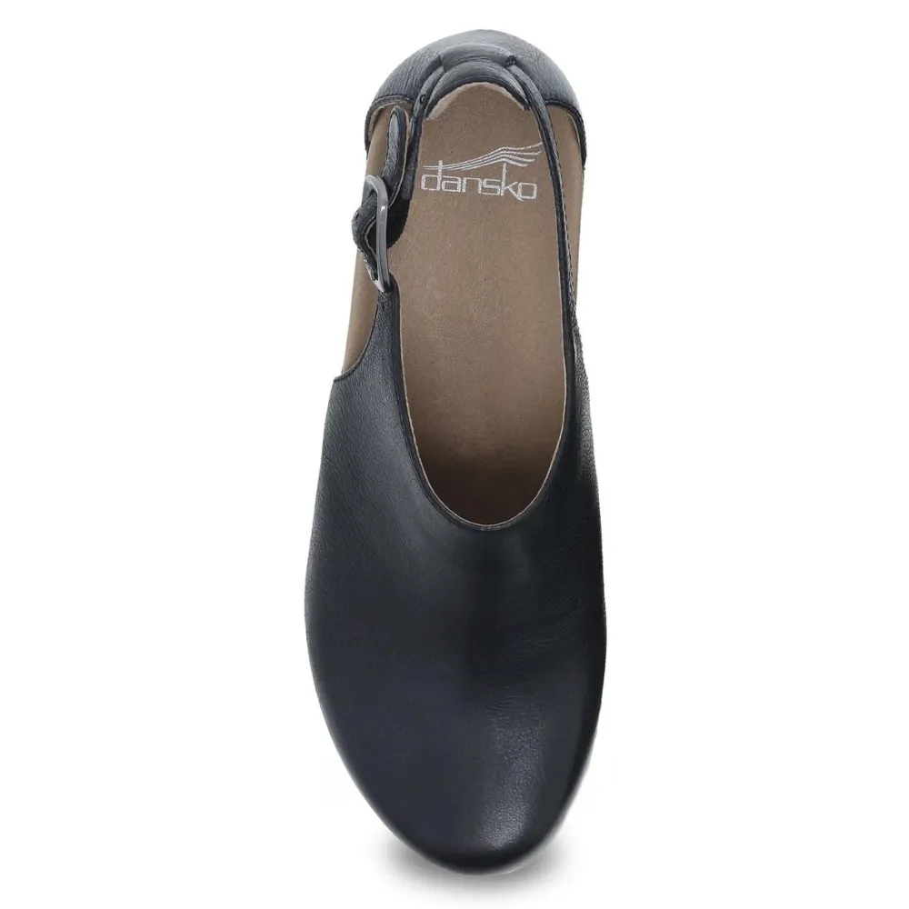 Dansko Sassy Black Milled Burnished Leather Heel (Women's)