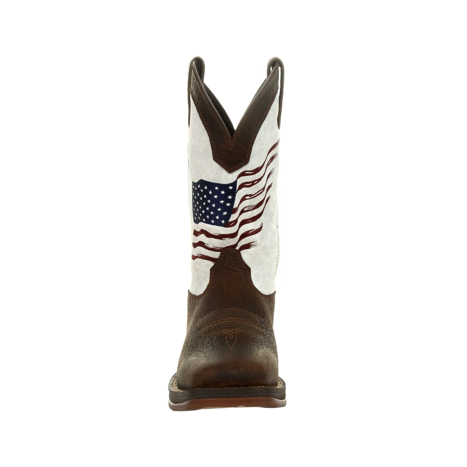 Durango Mens Bay Brown/White Leather Rebel USA Flag Cowboy Boots