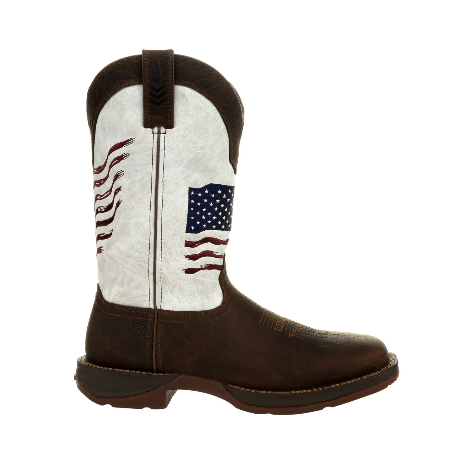 Durango Mens Bay Brown/White Leather Rebel USA Flag Cowboy Boots