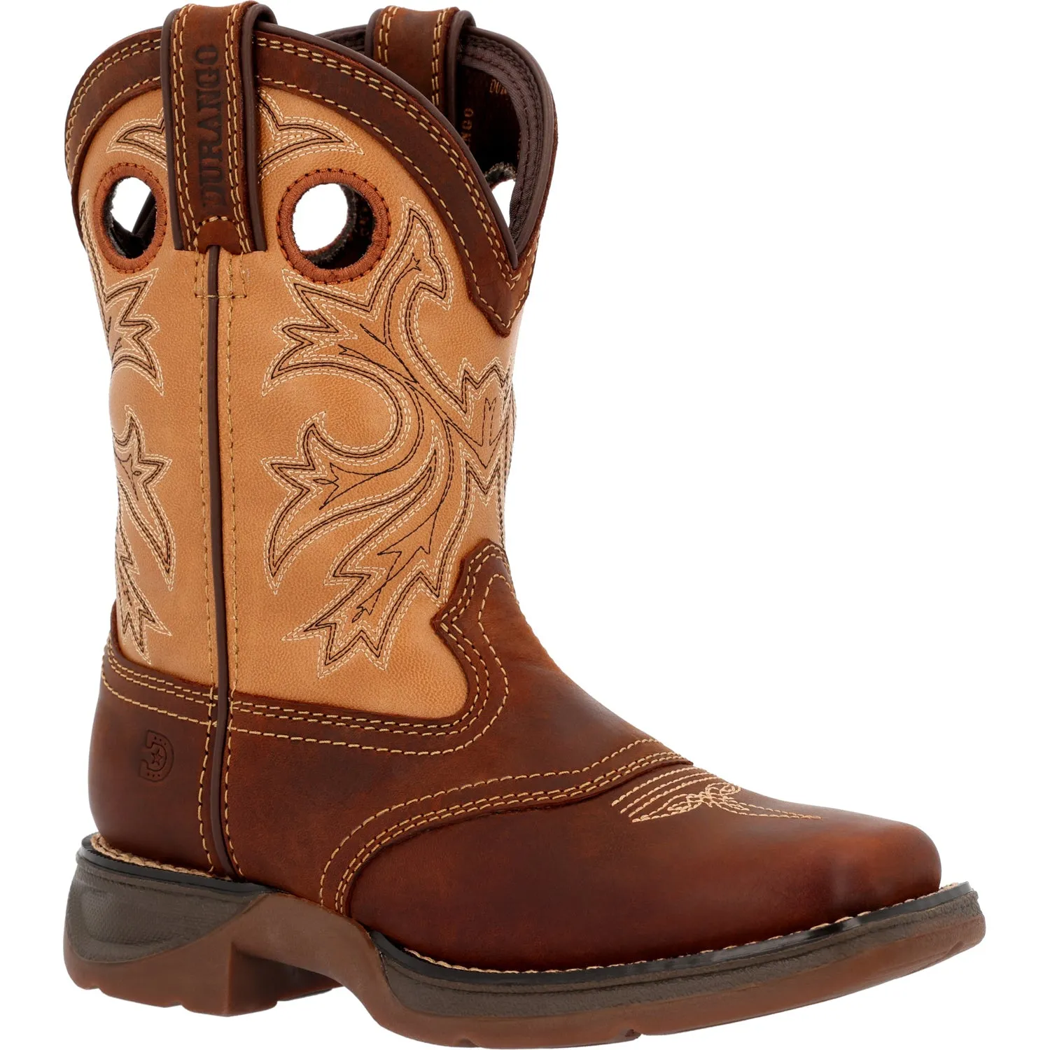 Durango Youth Unisex Lil Rebel Western Brown/Tan Leather Cowboy Boots