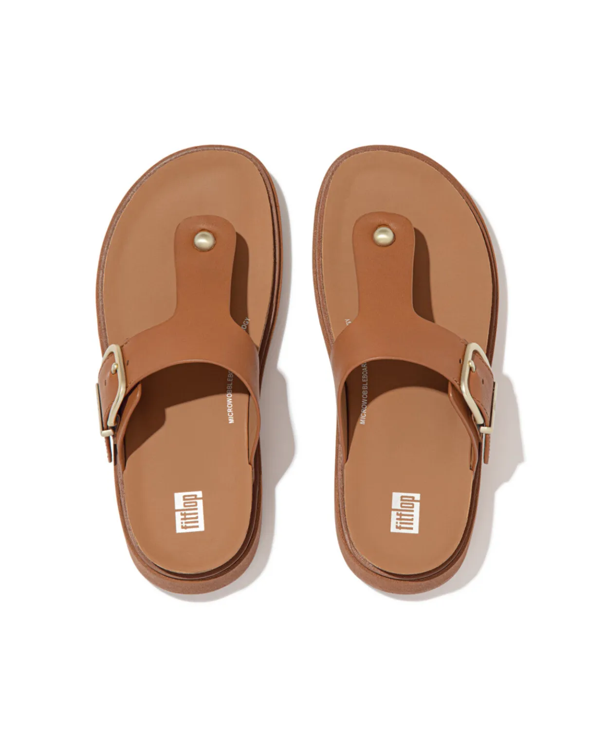 Fitflop Gen-FF Buckle Leather Toe Post Sandal Light Tan