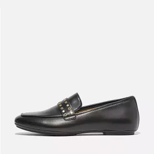 Fitflop Women Delicato Stud-And-Eyelet Soft Leather Loafers |HY1-001| Black