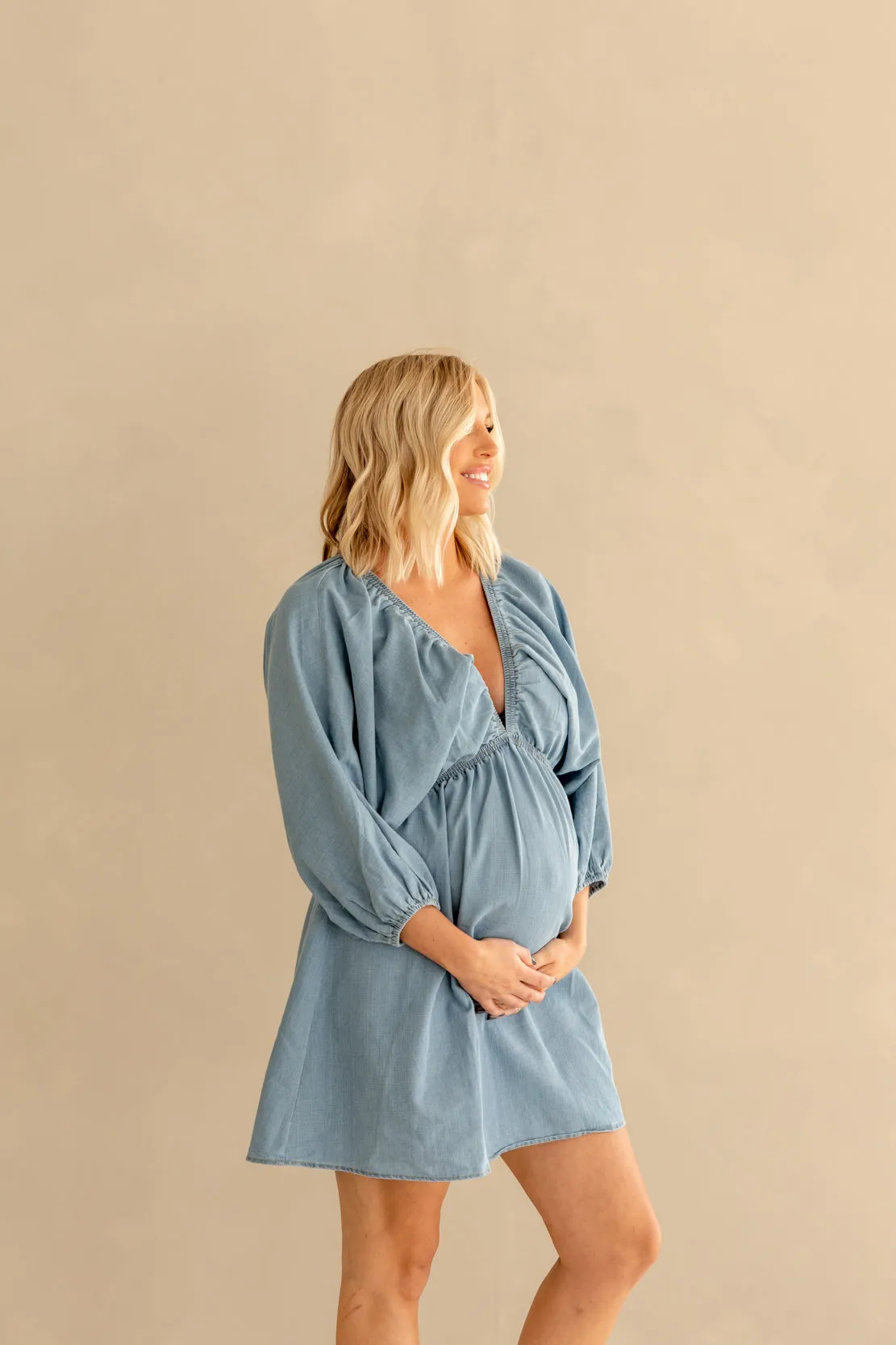 Journee Woven Mini Dress | Light Denim