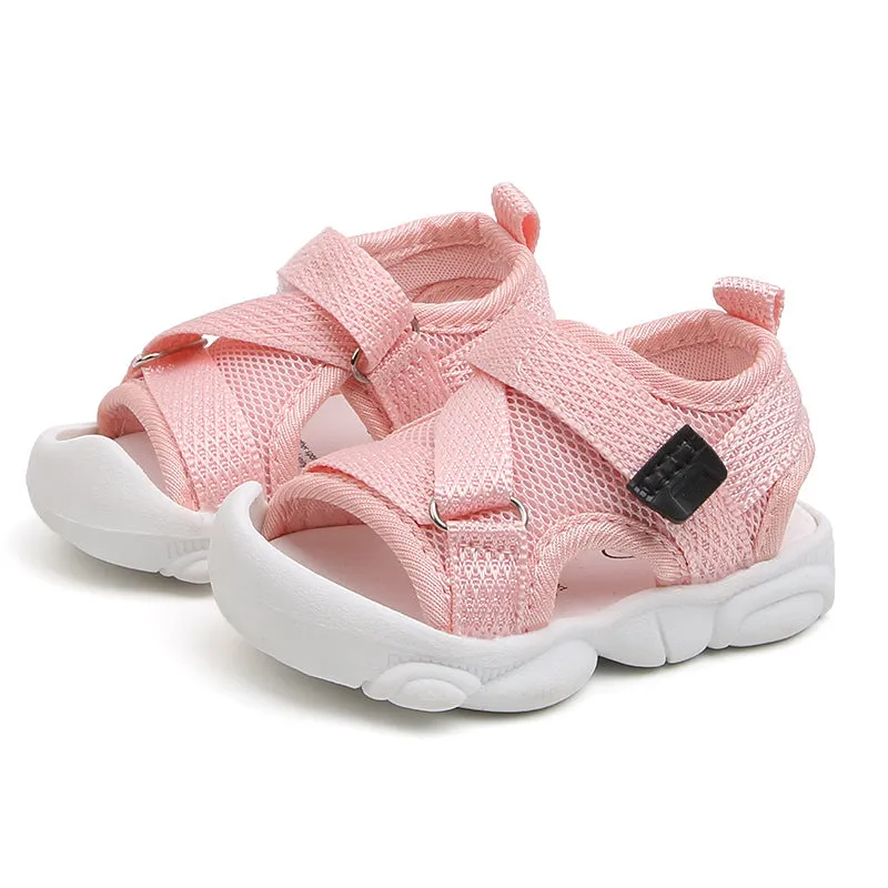 Kids Solid Color Velcro Style Baby  Canvas Sandals Newborn Beach Shoes