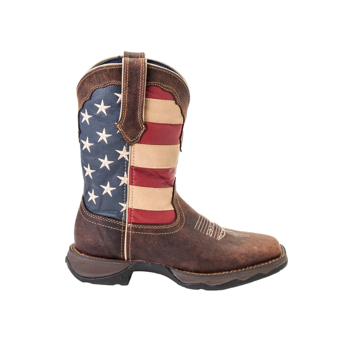 Lady Rebel by Durango Womens Brown Leather Union Flag USA Cowboy Boots