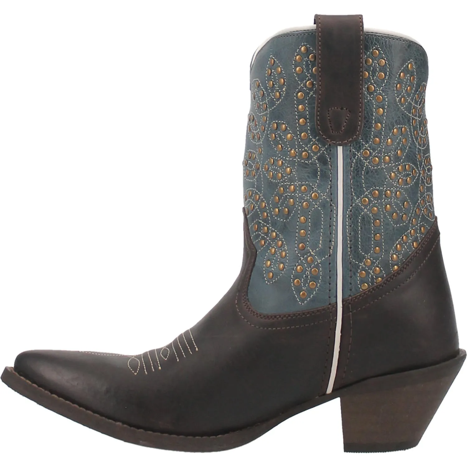 Laredo Randee Chocolate/Turquoise 8" Western Snip Toe Boots for Women