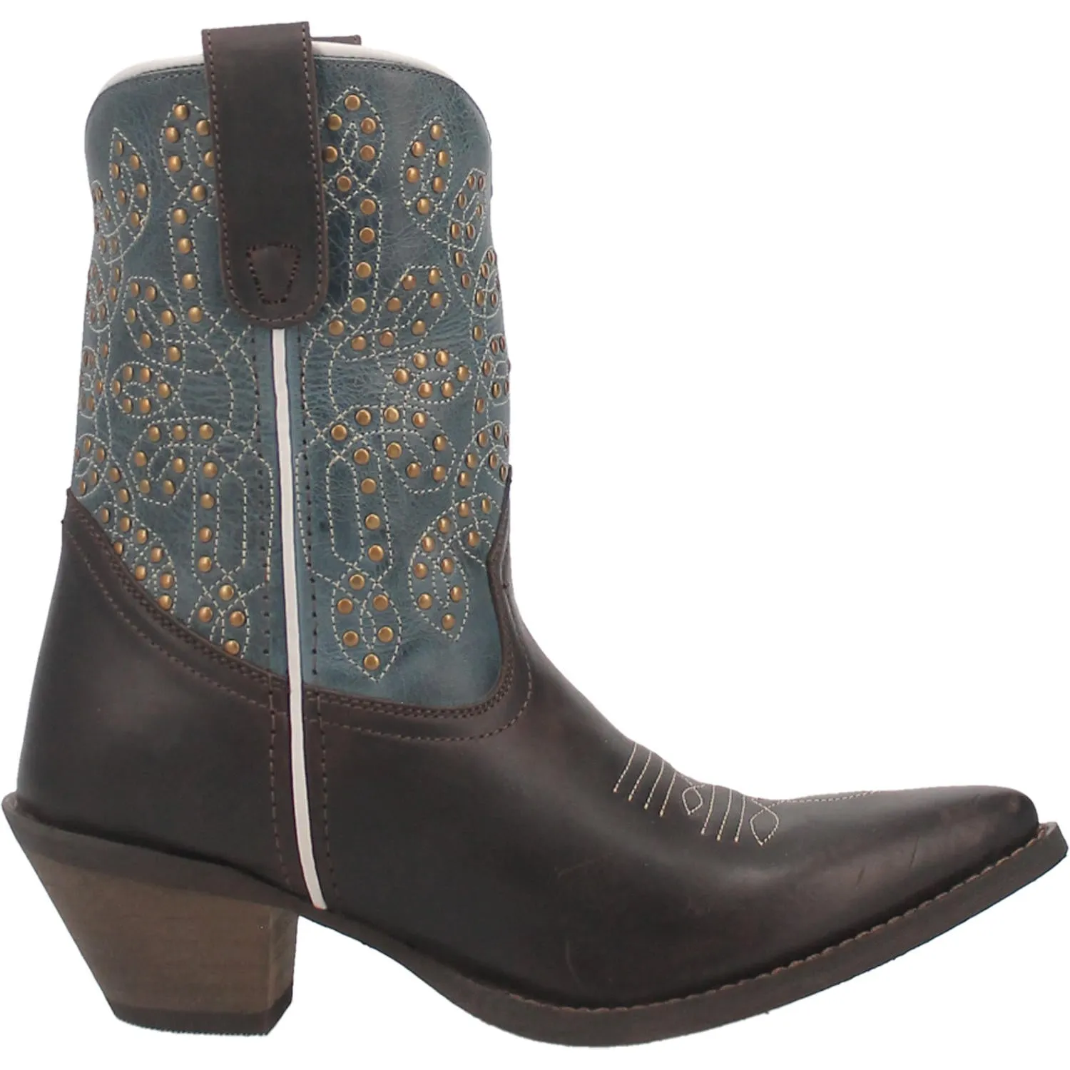 Laredo Randee Chocolate/Turquoise 8" Western Snip Toe Boots for Women