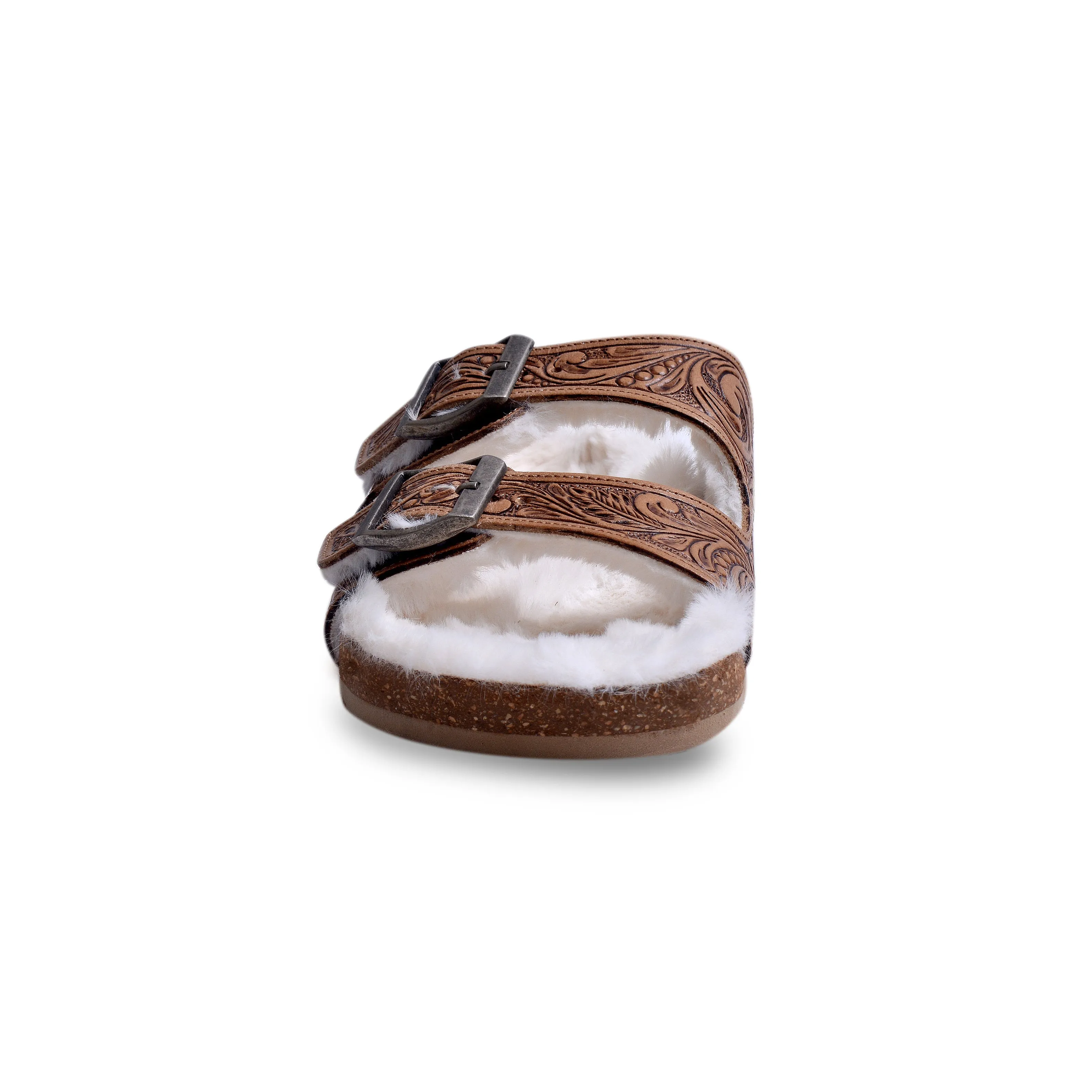 Trail Winder Hand-tooled Fur Comfort Leather Sandals