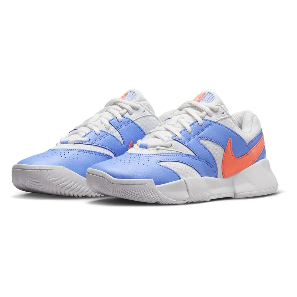 Women`s Court Lite 4 Tennis Shoes White and Lt Wild Mango