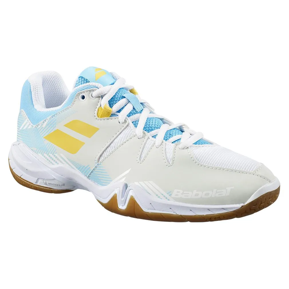 Women`s Shadow Spirit Indoor Court Shoes White and Light Blue